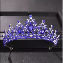 Unbranded Blue Silver Tiara Bridal Crown Princess Queen Prom gift real metal diadem