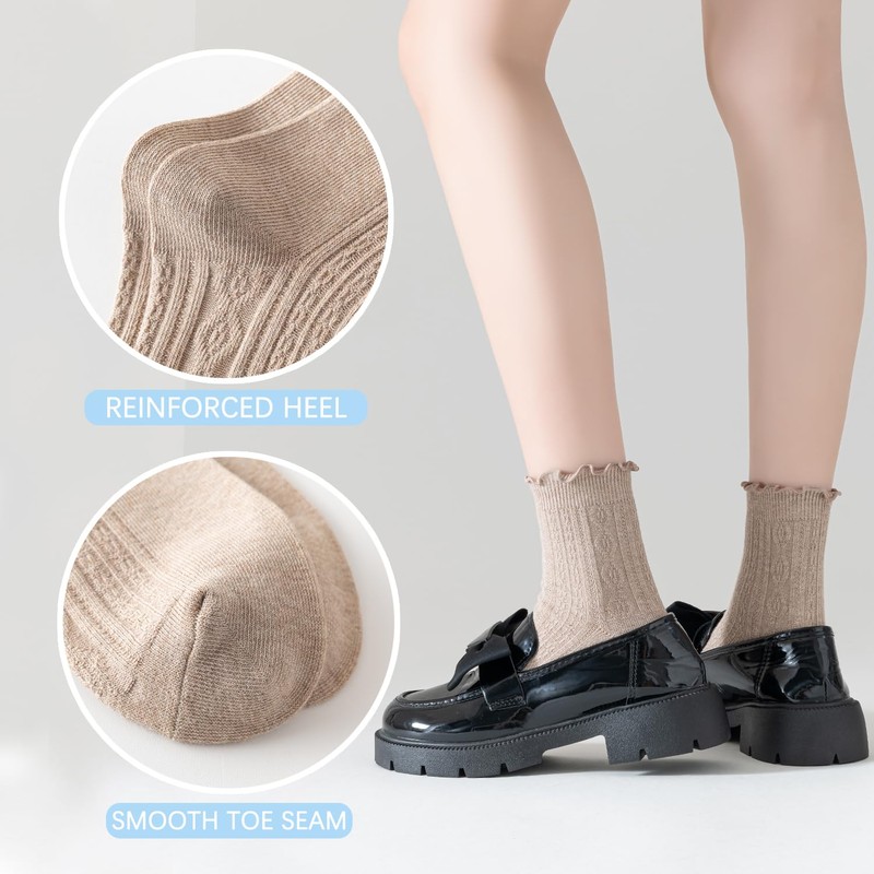 Mcool Mary Women's Ruffle Socks,Casual Ankle Breathable Cool Knit Cotton