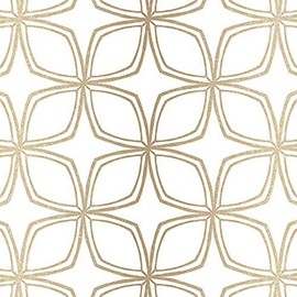 Manhattan comfort NWSH34552 Dudley Series Vinyl Geometric Flower Design Large Wallpaper Roll, 20.5" W x 32.7' L, Navy Blue/Gold/Gray/Off White