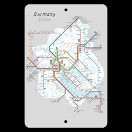 4yougifts Explore Germany: Zurich Transit Map on Aluminum Sign