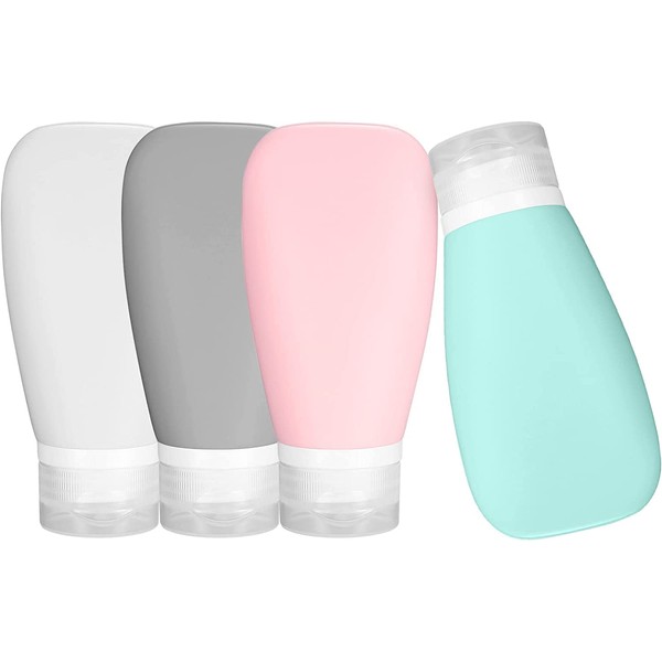Set de 4 Botellas de viaje, Recipientes Exprimibles a Prueba