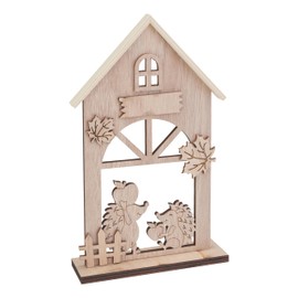 VBS Wooden Hedgehog House 8 Pieces DIY Craft Set Real Wood Decorative Animals Garden House Plug Motif Squirrel Bird House