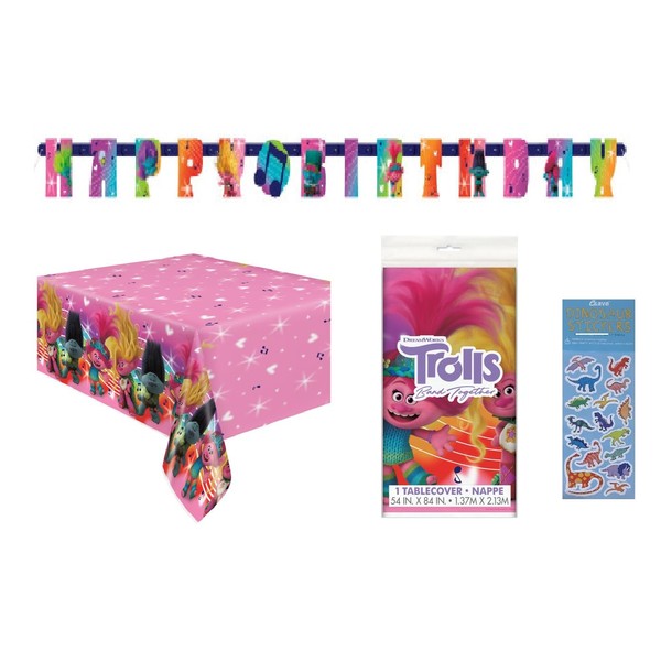 Trolls Birthday Party Supplies Decoration Bundle includes 1 Happy Birthday