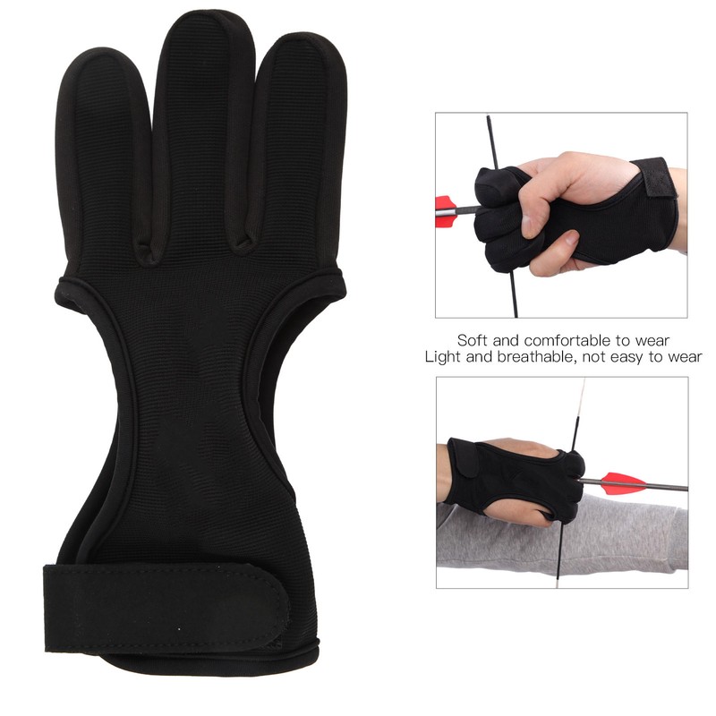 Bow Arrow Finger Guard Competition Archery 3 Fingers Glove Adjustable