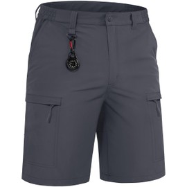 TACVASEN Mens Shorts Quick Dry Shorts Cargo Shorts Golf Shorts Stretch Shorts Tactical Shorts Outdoor Shorts Dark Grey 34