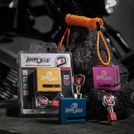 Brake Disc Lock Motorcycle Lock, Waterproof Anti-Theft Motorcycle Lock, Disc Lock without Alarm, Brake Disc Lock 7 mm Made of Alloy with Reminder Cable,Golden