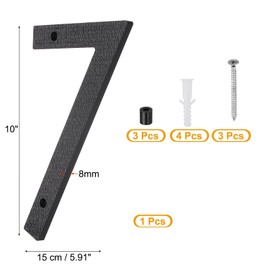 PATIKIL 10 Inch House Number, House Address Numbers Sign Large Floating Modern with Screws for Outside Door Wall Street, Black, 7