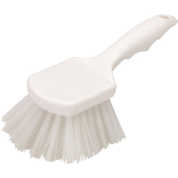 CFS 3662000 Flo-Pac Plastic Handle Utility Scrub Brush, Nylon Bristles, 2" Bristle Trim, 8" Length, White (Pack of 12)