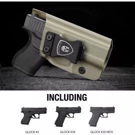 WARRIORLAND IWB Tan Color Holster For Glock43 /Glock43X /Glock43X MOS Pistol,Right Hand