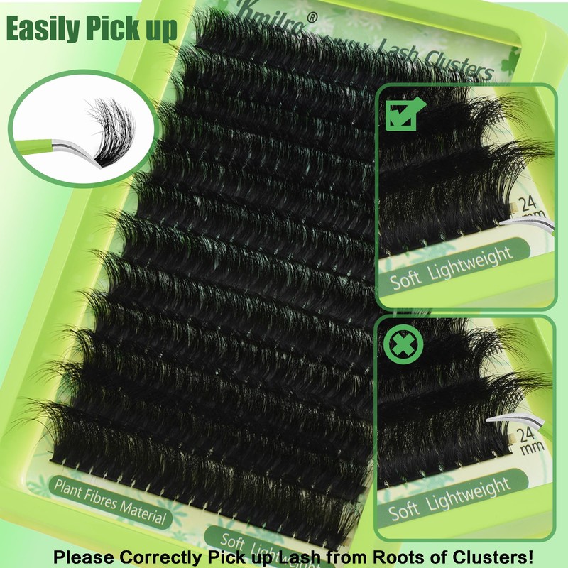 Lash Clusters Kit 14-24mm 180D Volume Clusters Eyelash Extensions 240Pcs
