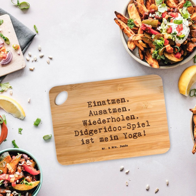 Mr. & Mrs. Panda Bamboo Chopping Board Saying Didgeridoo Yoga