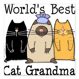 CafePress World's Best Cat Grandma Square Car Magnet, Magnetic Bumper Display