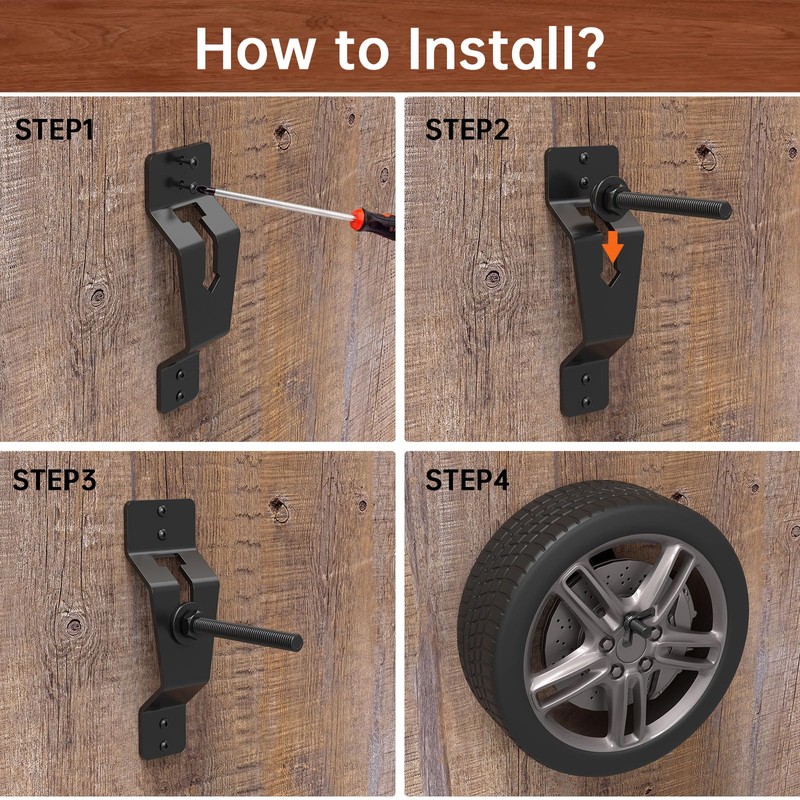 Black Universal Trailer Spare Tire Carrier Bracket | Wall mount