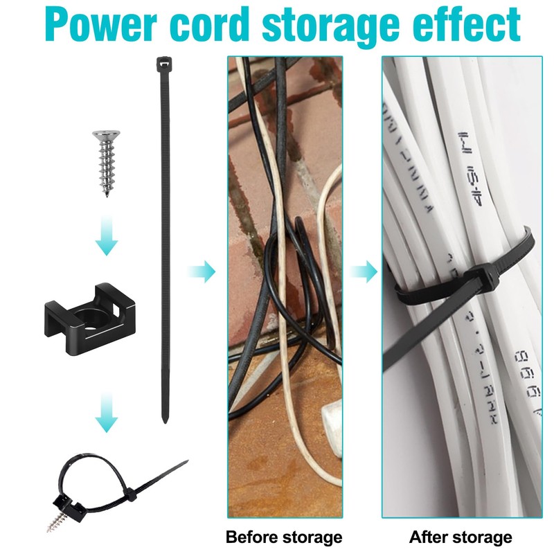 Cable Zip Tie Mounts Kit - 55 Set Wire Cable