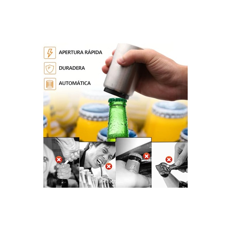 Destapador de Cerveza Automático 2 Pcs, Abridor de Botellas de