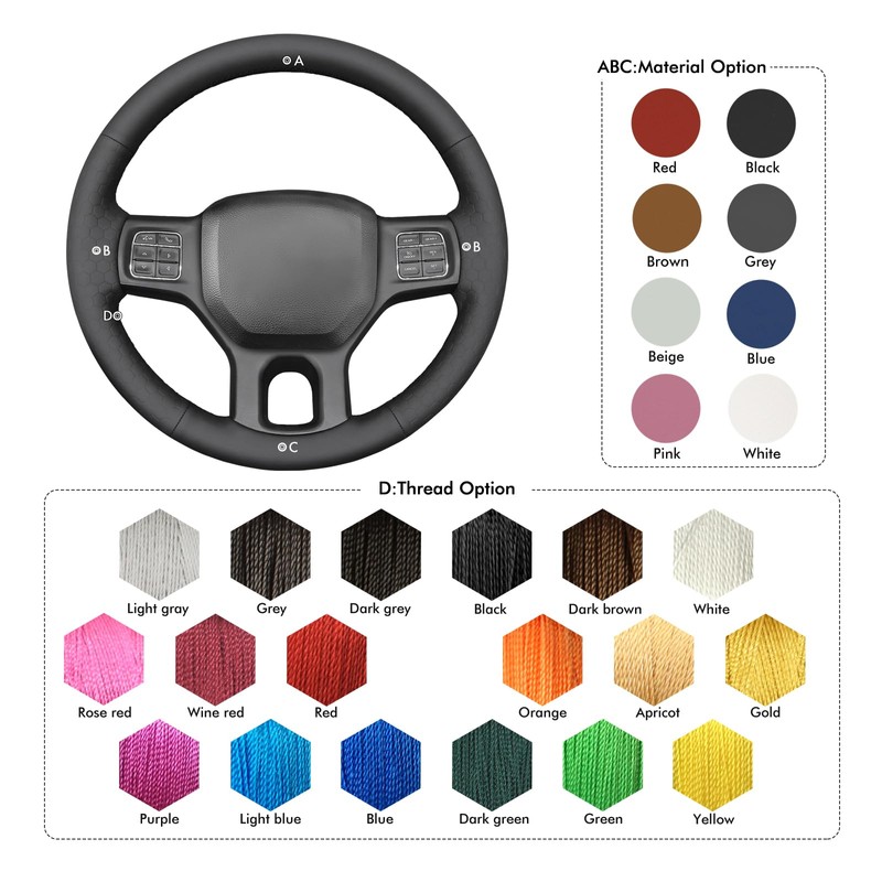 MEWANT Steering Wheel Cover for Dodge RAM 1500/1500 Classic /