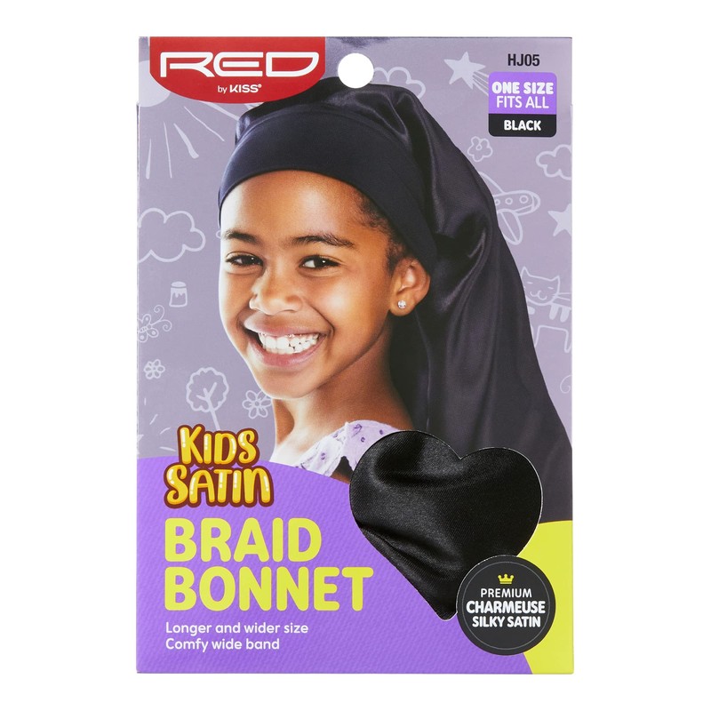 Red by Kiss Kids Satin Braid Bonnet, Comfy Wide Band