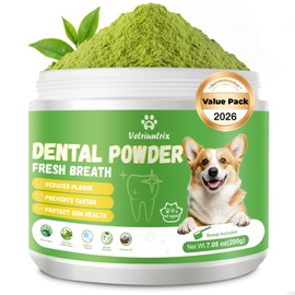 Vetriuntrix Dog Dental Powder, 200g Dental Powder for Dogs Teeth Cleaning and Breath Fresh, Dog Teeth Cleaning Powder with Natural Plants Ingredients and Postbiotics