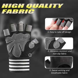Gym Gloves Weight Lifting Gloves, Breathable Fitness Gloves, Anti Slip Palm Protection, Half Finger Exercise Glove, Training Workout Gloves for Men&Women, Cycling, Cross Fit, Hanging, Pulls up