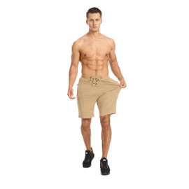 Tansozer Men's Sports Shorts with Zip, khaki