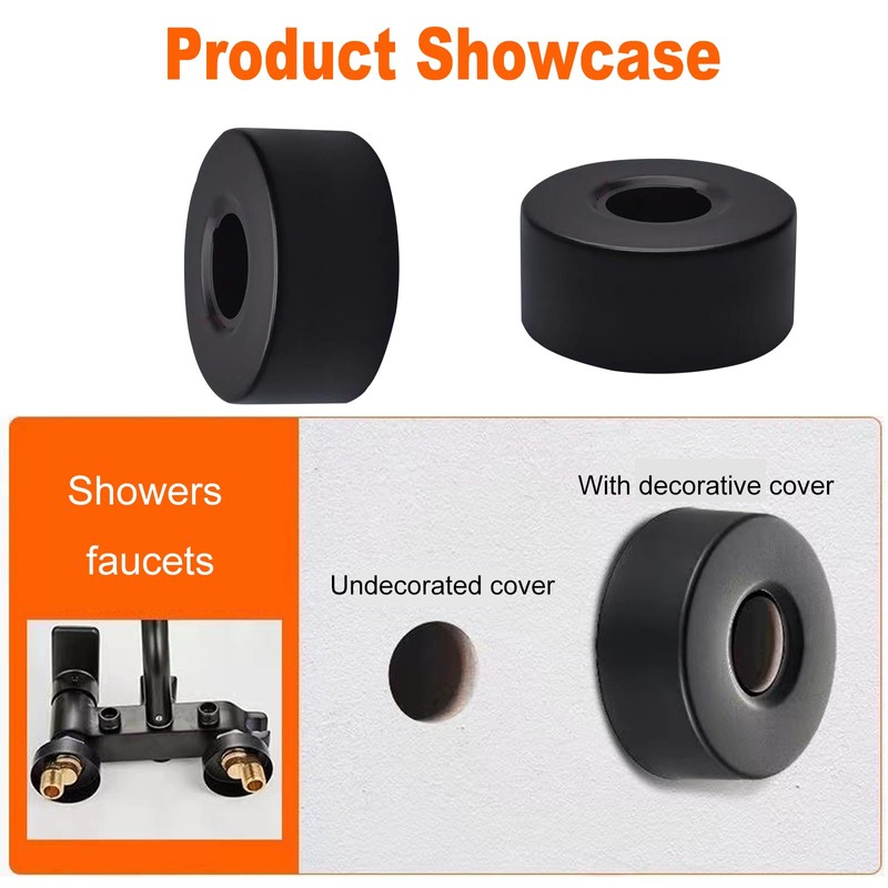 Set of 6 Stainless Steel Cover Rosette Black Pipe Cover