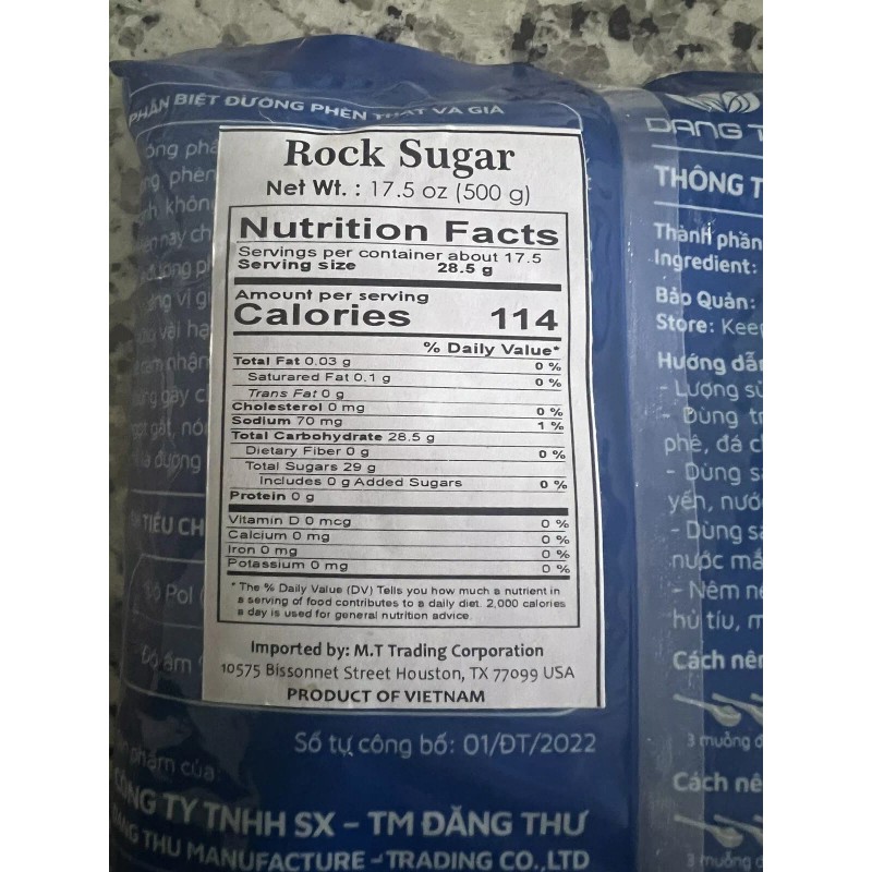 Dang Thu Rock Sugar Candy SMALL LUMP CANDY 17.6oz/ Pack