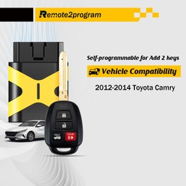 Remote2program Self Programmable Car Key Fob/Add 2 Keys and Uncut Remote Control Replacement for 2012-2014 Toyota Camry with FCC: HYQ12BDM (4 Buttons/G CHIP)