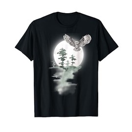 TWEAR TEE's Night Owl Hunter/Forest/ Full Moon Graphics T-Shirt