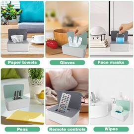 Anruyi Wipes Dispenser, 2Pcs Wet Wipes Storage Box with Lid Plastic Dustproof Tissue Storage Box Case for Toilet Bathroom Kitchen and Office