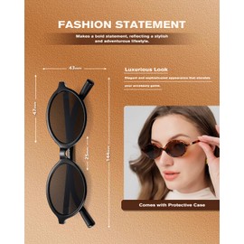 Pro Acme Retro Oval Sunglasses for Women 90s Trendy Vintage Small Round Sunnies Shades(Black Gray)