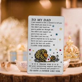 BAZLJY Gifts for Dad Christmas Birthday Card - To Dad Engraved Wallet Card with Heartfelt Message Father‘s Day Gifts