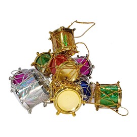 Handmade-Collection || Christmas Mini Drums Ornaments Decoration Set - Christmas Tree Decoration Items - Christmas Decoration | Pack of 2