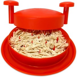 Kitchen Chicken Shredder, Kitchen Utensils, Shred Machine,Christmas Thanksgiving Essential Party Cooking Tools,Chicken Meat Shredding Tool with Handles and Anti-Skid Base Mat - Color: Red