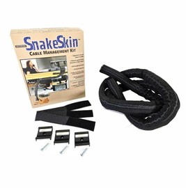 1" Snakeskin Cable Management Kit - Black with 8 feet of Cable Cover, 3 Reusable Cable Straps, 3 Strap mounts with Adhesive Pads and 3 Fastening Screws