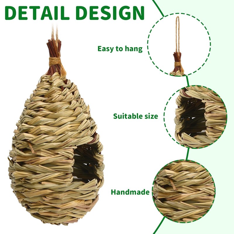NOVWANG 4 Pcs Hand Woven Hummingbird Houses for Outside