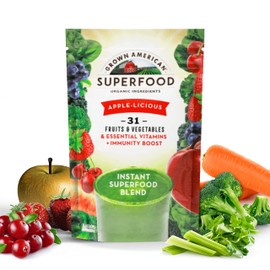 Grown American Superfood Ultra Vita-Immune Blend - 31 Organic Whole Fruits and Vegetables Concentrated Green Powder Increase Energy and Performance - 100% Vegan Non-GMO (14 Servings, 1 Bag)