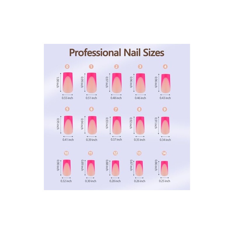 Misssix XBASICTIPS Uñas postizas francesas rosas, 150 unidades, largas y