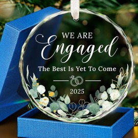 Engagement Gifts for Couples - Engagement Gifts for Newly Engaged Couples, Bride to Be, Women, Fiance, Her - Just Engaged Gift, First Christmas Ornament 2025 Party Decoration - Glass Ornament