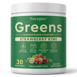 Super Greens Powder Superfood, Greens Juice Drink Mix with Spirulina, Chlorella, Adaptogens & Fiber, Digestive Enzymes, Pre + Probiotics Supplement for Women & Men Bloating & Gut Health, 30 Servings
