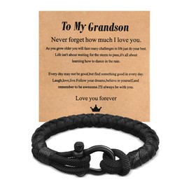 GBTBYS Grandson Bracelet from Grandma Nana, 16-18-21 Birthday Gifts for Teens Boys, Grandma Gifts for Grandson