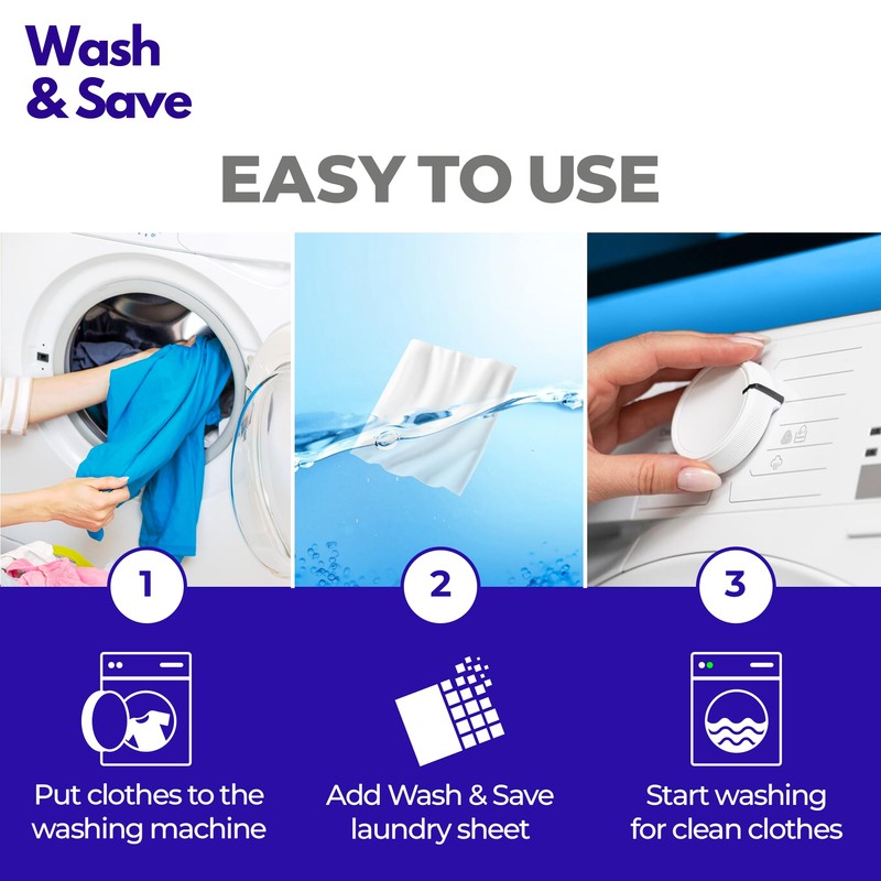 WASH & SAVE Laundry Detergent Sheets (60 Loads, 30 Sheets)