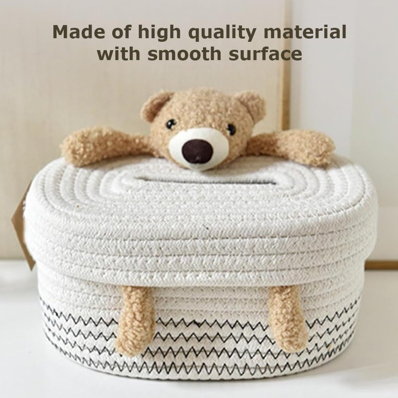 Woven Tissue Box, Rectangle Tissue Holder,Cartoon Napkin Holder,Tissue Box Organizer,