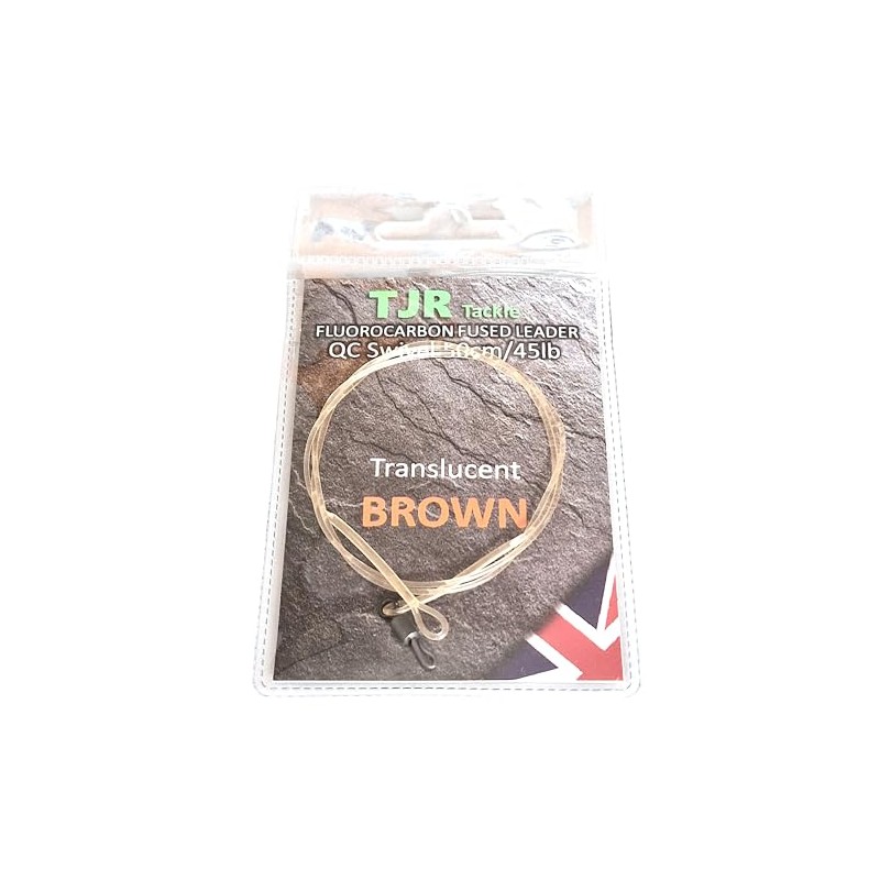 Twin pack fluorocarbon 50cm carp Leaders Quick Change swivels fused