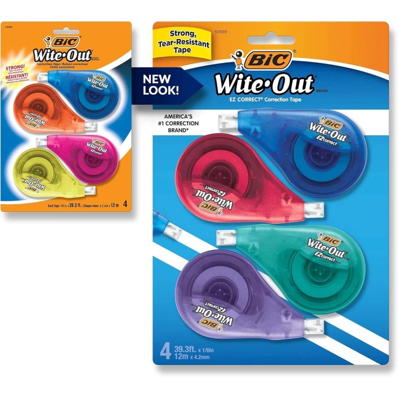 "BIC" BIC White-Out Brand EZ Correct Correction Tape, 4 Count