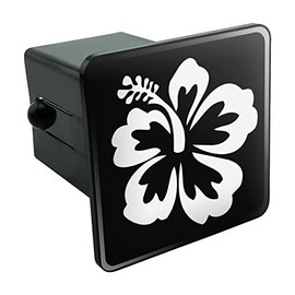 GRAPHICS & MORE Hibiscus Flower - White On Black Tow Trailer Hitch Cover Plug Insert 2"
