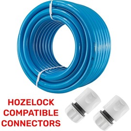 AP Supplies 4meter Blue Water Hose 1/2inch - 3ply Water Hose - Premium Food Grade Water Hose with Hose Connector Set for Caravan, Motorhome and Boat. Standard Click-Lock Type Connectors