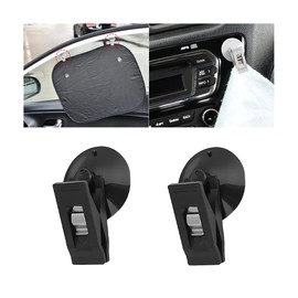 JNNJ Pack of 4 Car Suction Cup Clip, Suction Cup Clip, Parking Permit Holder, Car Ticket Holder, Suction Cup Clip, Reusable Clip with Suction Cup for Car Window (Black)
