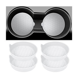 Osilly 4PCS Car Cup Holder Coaster, Silicone Non-Slip Vehicle Cup Holder Insert Pads, Automotive Interior Insulation Drink Cup Mats Decor Accessories, Universal for SUV, Sedan, Truck (White)