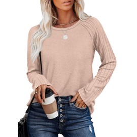 OFEEFAN Womens Fall Fashion 2025 Long Sleeve Shirts Plus Size Sweaters Tunics or Tops to Wear with Leggings Travel Vacation Outfits Khaki M
