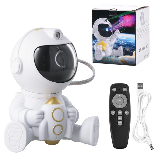 Bezavea Astronaut Galaxy Projector Starry Night Light Projector, 360°Adjustable Star